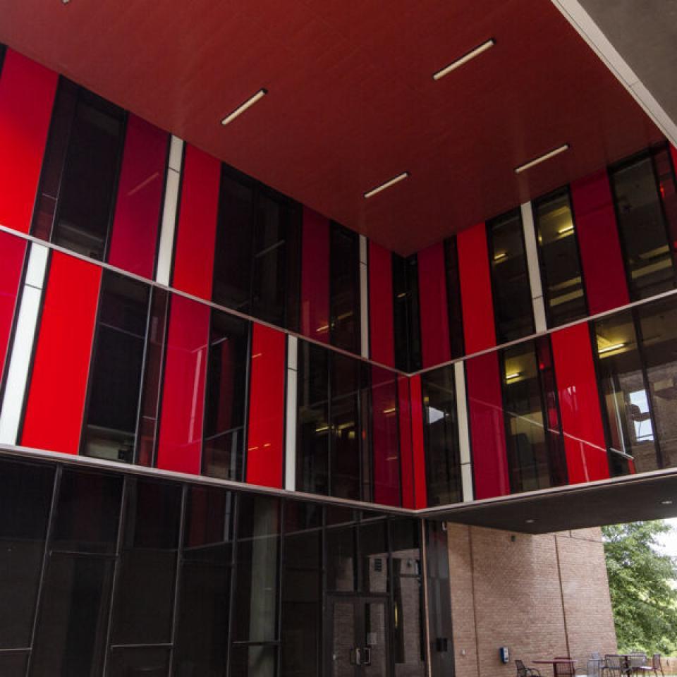 View of Lady Bird Johnson Hall, designed by Alejandro Aravena who was awarded the Pritzker Prize for this work