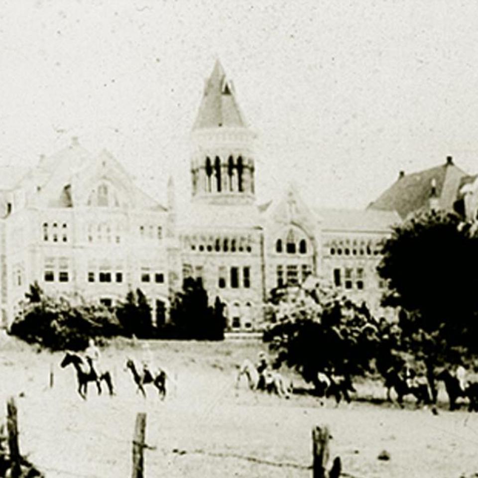 Main Building at St. Edward's University is shown completed in the late 1880s